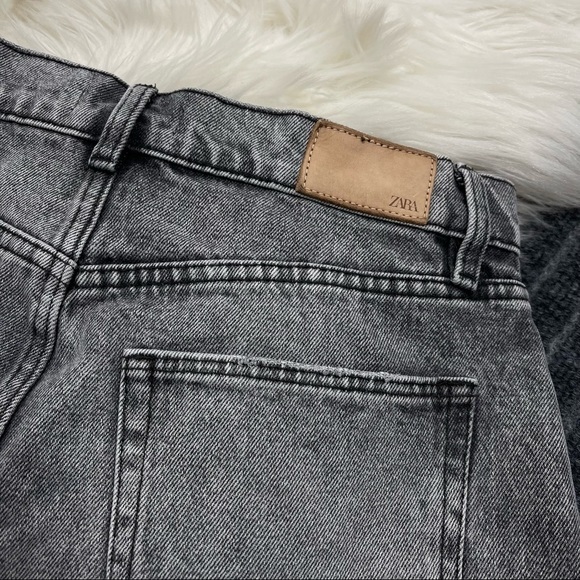 ZARA Shorts Denim Jean Distressed Cut Off Raw Fringe Frayed Gray Black Size 6 - Picture 6 of 8